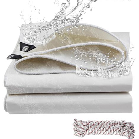 Bâche de Protection Extérieur,PVC Bâches Épaisse Imperméable,2x2,5 m 440 g/m²,Anti-UV Résistante aux Déchirures,Œillets Métalliques Renforcés,Multi-Usage Jardin Terrasse Piscine,Blanc (1/5)