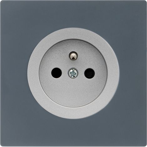 FONTINI Prise 2P+T ALU glossy DOM + plaque simple blue grey (1/5)