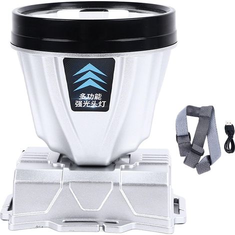 Toivize wiederaufladbare, ultrahelle, wasserdichte 90000lm-Stirnlampe, silber (1/5)