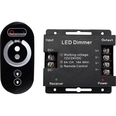 Variateur tactile sans fil LED 12 V - 12 V CC avec télécommande pour toutes les lampes LED à intensité variable CC - Variateur tactile sans fil 18 A (1/4)