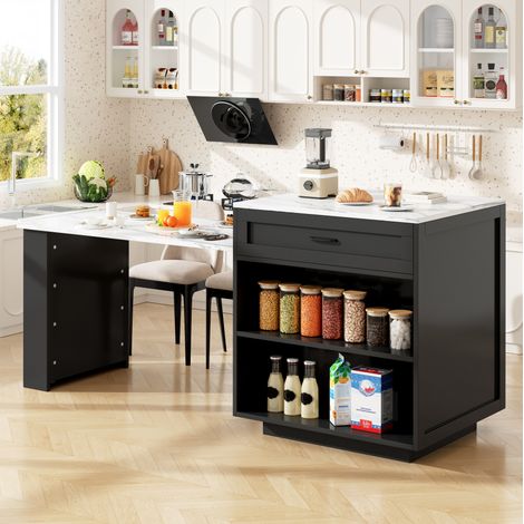 Mesa extensible con almacenaje MDF 98-204 cm OKMYHOME (1/5)