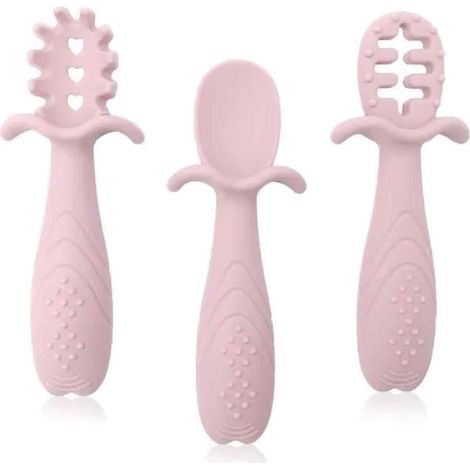 Cuillère Apprentissage Bébé - Ergonomique Adaptée Main Enfant - Pour Diversification Alimentaire - Lot de 3 (1/5)