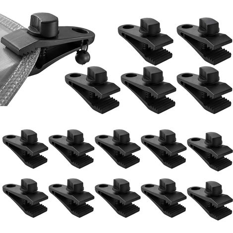 15PCS Pinces Robustes pour Bâches Clips de Fixation Résistants pour Tente Camping Car Auvent Jardin, Pince Bache Piscine Universelle Antidérapante pour Bâches et Housses Extérieures (1/5)