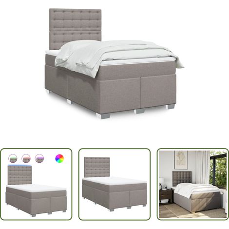 Matelas à ressorts ensachés - Sommier à lattes de lit avec matelas taupe 120x190 cm tissu (1/5)