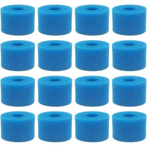 Lot de 16 cartouches filtrantes en mousse lavables et réutilisables pour spa Intex Pure Spa, type S1 (1/5)
