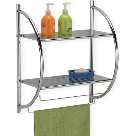Etagère murale de salle de bain JANINE, en métal chromé