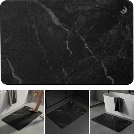 Alfombrilla de baño de diatomita color mármol gris grafito (1/5)