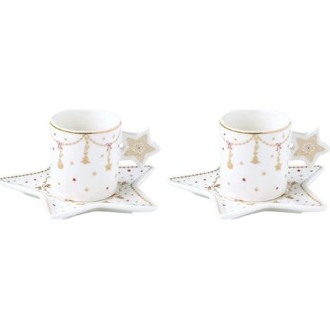 Confezione di 2 Tazze da Caffè da 8 cl + Sottotazze - Luci di Natale - Easy Life