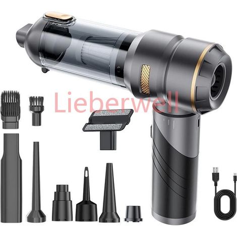 Aspirateur de voiture haute puissance, portable, sans fil, avec moteur sans balais, machine de nettoyage puissante, souffleur d'air pour appareils ménagers,Grey Gold