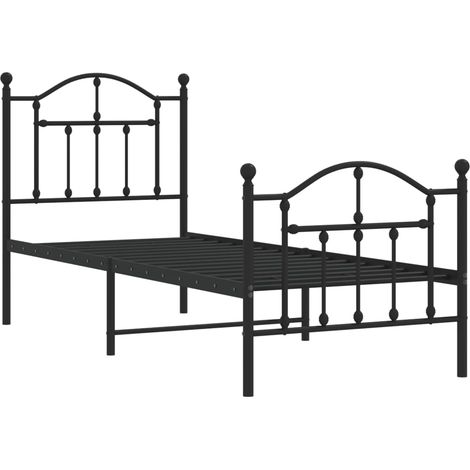 vidaXL Giroletto con Testiera e Pediera Metallo Nero 75x190 cm (1/5)