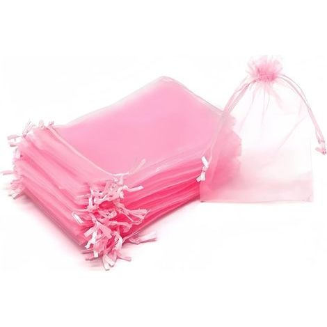 Sachets en organza, 10 x 15 cm, sachets cadeaux, lot de 50, avec cordon de serrage, idéaux comme sacs de mariage, sachets à bonbons, pochettes à bijoux ou autres cadeaux. (1/5)