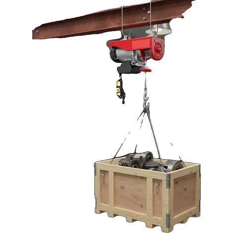 Treuil Électrique, Capacité de Levage de 400 kg, Télécommande Sans Fil, Rouge (1/2)