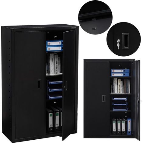 AREBOS Armadio per archiviazione Armadio per ufficio Nero (1/5)