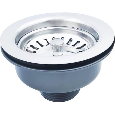 Bonde évier sans trop plein 114 mm 1½' – Acier inoxydable et ABS – Finition satinée anti-rayures – Dimensions trou 83-90 mm (1/5)