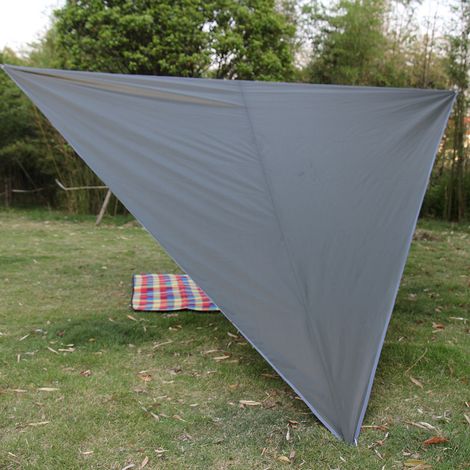 Tente de Camping Grande Anti-UV Résistante au Vent avec Bâche de Sol Triangle (4x4x4m, Vert Clair Revêtement Argenté)