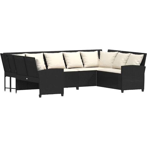 Maison Exclusive - Gartensofa mit Kissen Schwarz Poly Rattan