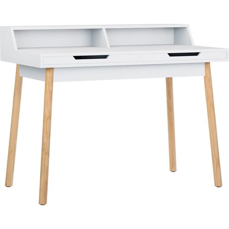 Bureau en bois dans un design moderne équipé de 2 tiroirs et 2 compartiments ouverts (1/5)