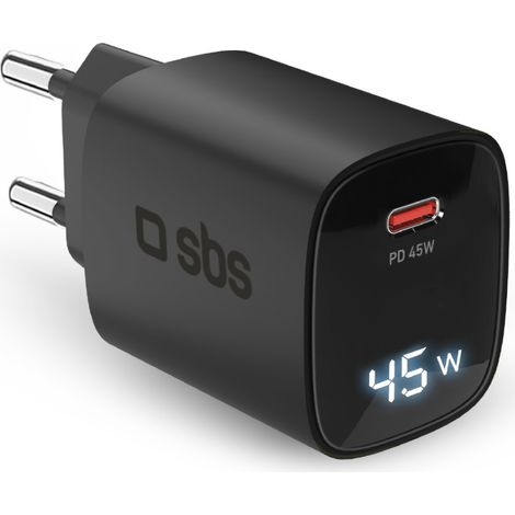 SBS TETRGANLCD1C45K cargador de dispositivo móvil Universal Negro Corriente alterna Carga rápida Interior