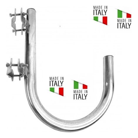 Staffa Curvata a 180o con Aggancio da Palo per Antenna Parabola Wifi Zincata