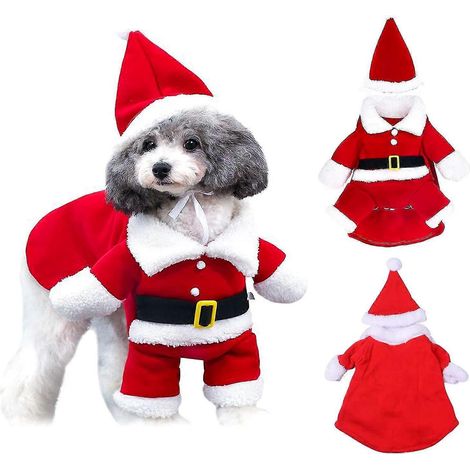 Weihnachtsmannkostüm für Hunde und Katzen, süße Weihnachtskleidung für Haustiere mit Weihnachtsmannmütze (1/5)