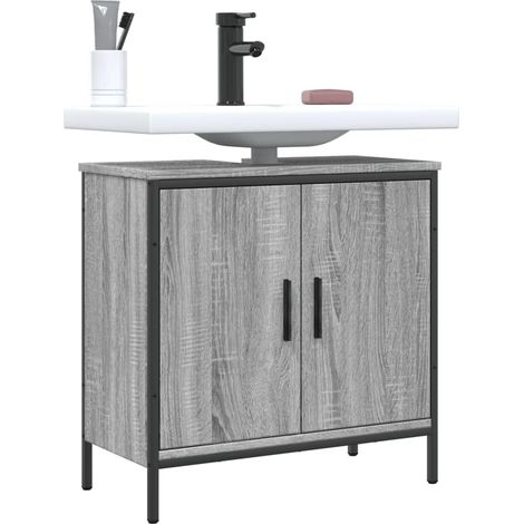 Armoire lavabo de salle de bain sonoma gris 60x30x60 (1/5)