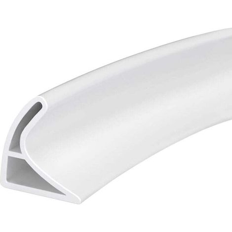 Seuil de douche incurvé - Pour sols, salles de bains, baignoires, cuisines - Blanc - 3 cm x 4,5 cm x 100 cm (1/4)