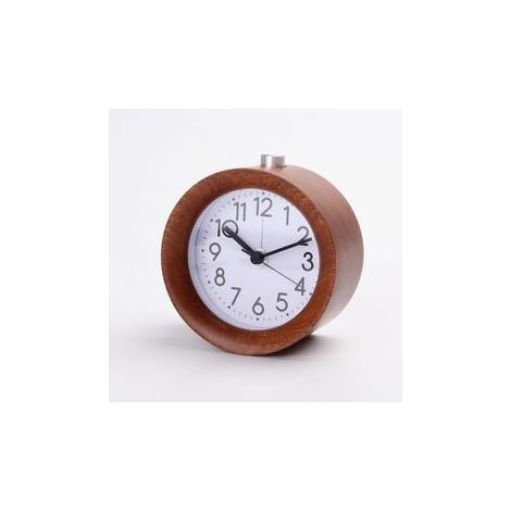 Réveil Analogique - Bois Naturel - Sans Tic-Tac - Avec Fonction Snooze Et Veilleuse Intégrée - 1 Pièce (1/5)