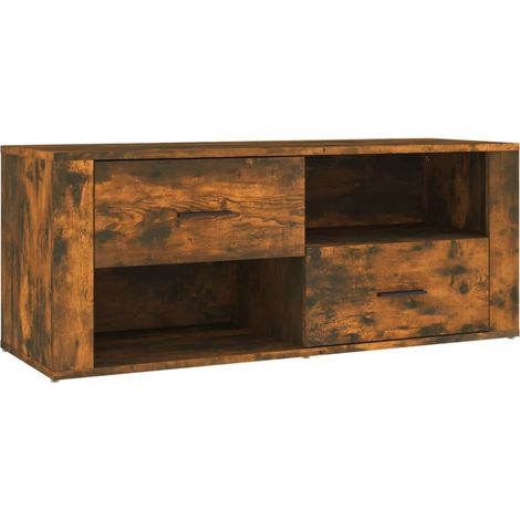 Mobile TV multimediale scaffale per televisione televisore buffet sala da pranzo soggiorno camera da letto rovere affumicato 100 x 35 x 40 cm derivati del legno marrone 020027263