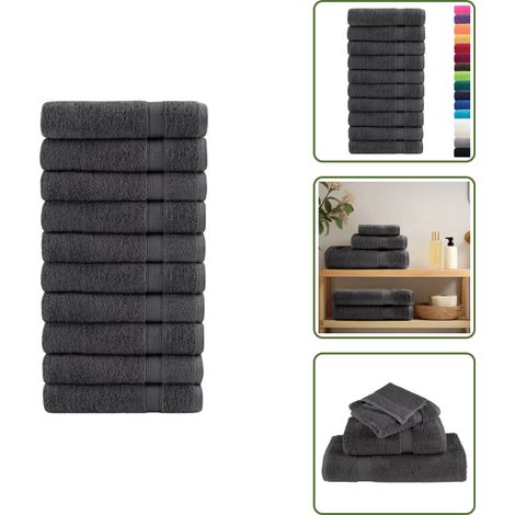 The Living Store Premium-Handtücher SOLUND 10 Stk. Anthrazit 50x100 cm 600 g/m² - Baumwolle - Handtücher - Badezimmertextilien - Anthrazit - Küchenhandtücher (1/5)