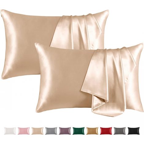 Filiyano – oreiller en satin – Lot de 2 taies d'oreiller en satin, 51 x 66 cm, couleur champagne (1/5)