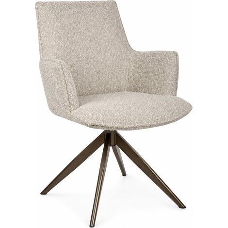 Chaise de salle à manger pivotante beige - beige naturel et piètement bronze (1/5)