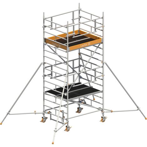 Layher Rollgerüst Uni Kompakt P2 Safety Plus mit Doppelgeländer und ausziehbaren Gerüststützen 5,20m AH (1/3)