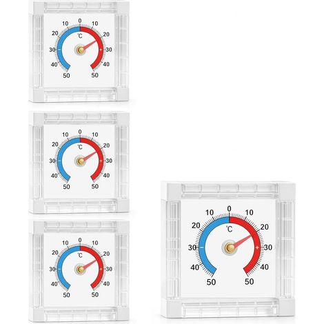 Lot de 4 Thermomètres d'Ambiance Analogiques Carrés, Thermomètre Intérieur à Cadran, Lecture Facile, Format Compact 7,5 × 7,5 cm, Style Épuré Maison (1/5)