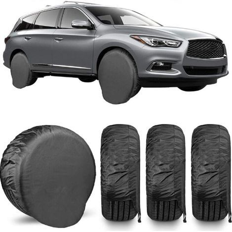 Housse de pneu de secours universelle 4 pièces 420DL Oxford tissu Protection contre les intempéries et la poussière housse de pneu pour remorque de voiture SUV pneus (1/5)