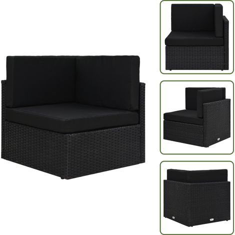 Gartensofa - vidaXL Modulares Sofa-Eckteil Poly Rattan Schwarz - PE-Rattan