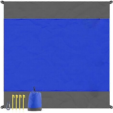 Tapis de camping extérieur bleu saphir imperméable et résistant à l'humidité, tapis de plage pliable pour pelouse, tapis de pique-nique (1/5)