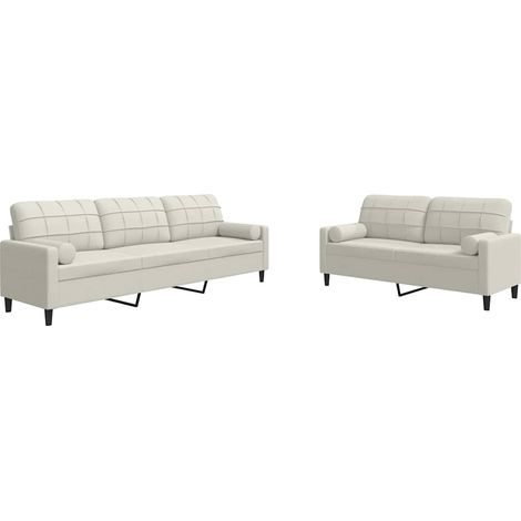 Maison Exclusive - Set di Divani 2 pz con Cuscini e Rinforzi Crema in Velluto