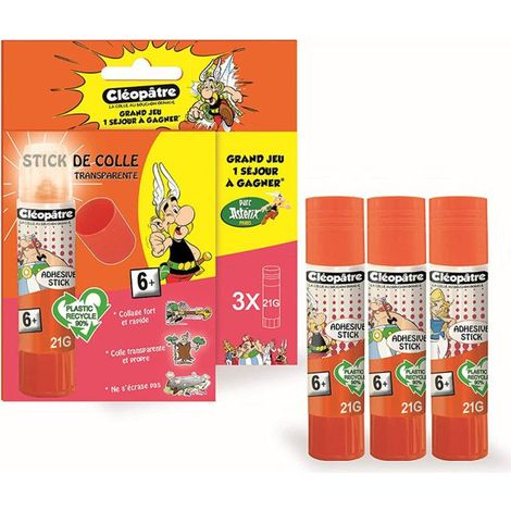 Lot de 3 bâtons de colle blanche Cléostick Cléopâtre 8g