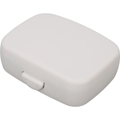 Étui pour appareils auditifs grande capacité, portable, carré, noir, boîte de rangement pour appareils auditifs pour la maison, les voyages et l'extérieur, blanc (1/5)