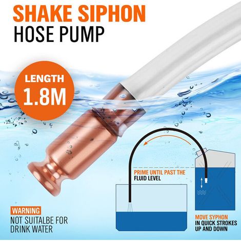 Tuyau siphon pompe manuelle pour carburant – Valve en cuivre – Tuyau PVC transparent 187 cm – Débit 4 L/min pour essence et eau (1/3)