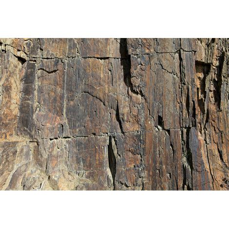 Papier peint panoramique nature marron et anthracite | Tapisserie panoramique pour salon | Papier peint panoramique original pierre naturelle - 267 x 400 cm (4 pièces) (1/2)