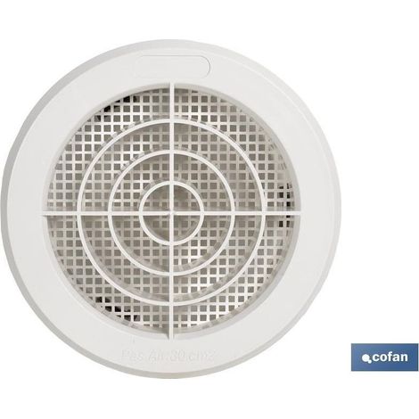 Pack de 5 grilles de ventilation ABS blanches encastrables Ø10-11 cm