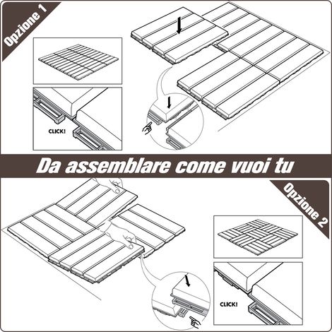 Lot de 9 dalles de sol extérieur en PP antidérapant, marron, dimensions 30x30x2 cm, surface totale 0,81 m², assemblage facile par emboîtement. (1/5)
