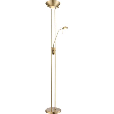 Deckenfluter dimmbar Leselampe flexibel Wohnzimmerlampe LED Stehlampe Standlampe, 1x 16W 1x 1440lm, 1x 4,5W 1x 360lm warmweiß, DxH 25,5x180 cm