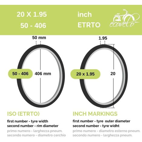 Copertone bianco 20 X 1.95 (50-406) + Camera Pneumatico in Gomma X Bike BMX Free Style Bicicletta Bimbo