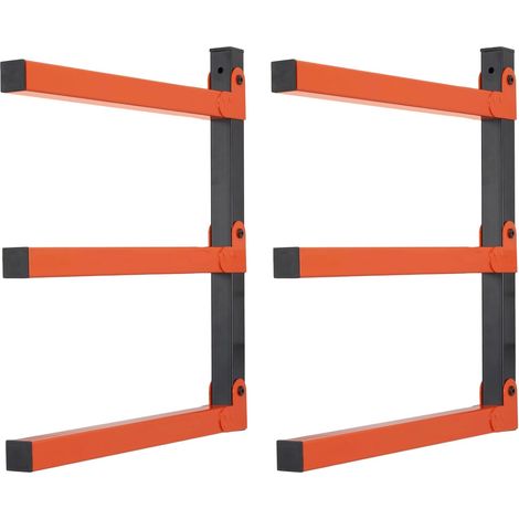 Rack de Rangement pour Bois 2Pack, Support Mural Haute Résistance Racks Garage Acier Orange Contiennent Contreplaqué, Planches (1/4)