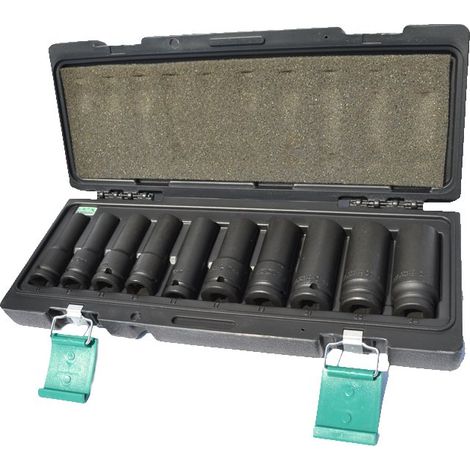 Juego de 10 casquillos de impacto 1/2", Honiton, modelo 4002, ideal para trabajos pesados, fabricados en acero de alta resistencia, durabilidad y precisión profesional.