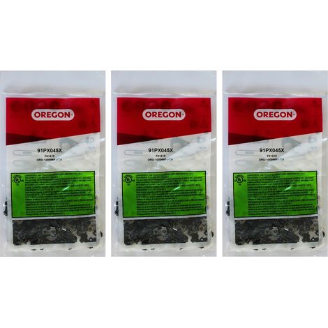 GT Elec - Oregon 3 Stück Sägekette, 3/8'', 1,3mm, 45 Treibglieder, für 30 cm (12-Zoll) Führungsschiene - 91PX045X