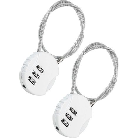 Lot de 2 cadenas à combinaison de 30,5 cm, 3 chiffres étanches et réinitialisables avec câble métallique, câble de sécurité de 30 cm pour bagages, casier de gym, clôture, boîte à outils, sac (1/4)