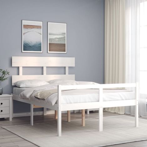 Giroletto con Testiera Bianco 120x200 cm in Legno Massello (1/5)